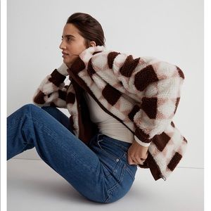 NWT Madewell (Re)sourced Sherpa
Quilted Bomber Jacket in Patchwork Stars - sz XS
